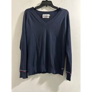 Tory Burch Sport Navy Blue‎ V-Neck Pullover Cashmere Blend Sweater Womens Small